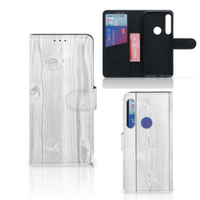 Motorola One Action Book Style Case White Wood