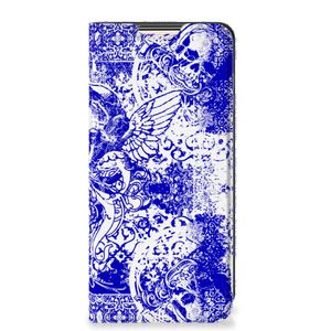 Mobiel BookCase Xiaomi Redmi Note 10/10T 5G | Poco M3 Pro Angel Skull Blauw