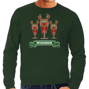 Foute Kersttrui/sweater voor heren - winedeer - groen - wijn - rendier - Rudolf