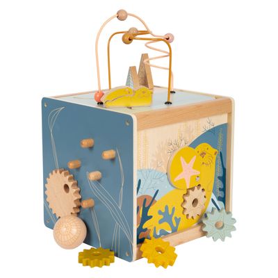 Small Foot houten activiteitenkubus met motoriekspiraal zeekust