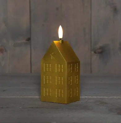 Anna&apos;s Collection LED kaars 3d flame huis 5x6x15cm goud 1 stuks