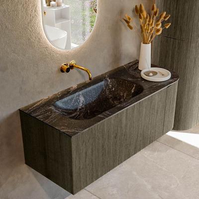 Badmeubel Mondiaz Kurve-Dlux | 115 cm cm | Meubelkleur Shadow | Wastafelkleur Lava | Solid surface | Wasbak links zijde spoelbak | Zonder kraangat(en)