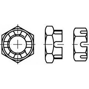 TOOLCRAFT TO-6864336 Kroonmoeren M30 DIN 979 Staal 10 stuk(s)