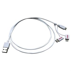 ROLINE USB 2.0 lightning sync & oplaadkabel Type A - Type C / 8-pins / USB MicroB, wit, 1 m