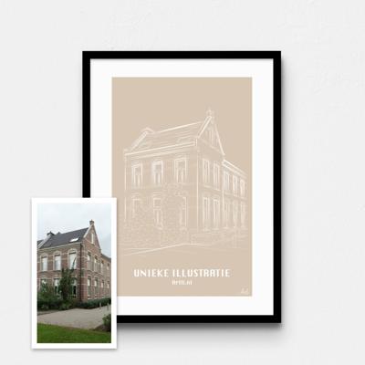 Persoonlijke illustratie met kleur A4 Staand Met Lijst Sand