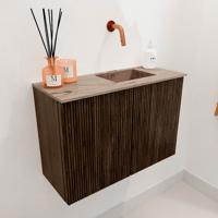 Toiletmeubel Mondiaz Joya Dlux | 60 cm | Meubelkleur Walnut | Faye wastafel Arena Wasbak Rechts | Zonder kraangat(en)