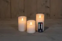 Anna&apos;s Collection LED kaars flame effect rustiek set 7.5 cm wit 3 stuks