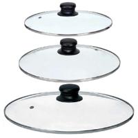 Universele pannendeksel set - 3x stuks - Dia 30/26/24 cm - glas - stoomgaatje