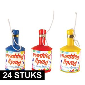 24x Party poppers champagne met gekleurde confetti