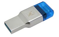 Kingston Technology MobileLite Duo 3C geheugenkaartlezer USB 3.2 Gen 1 (3.1 Gen 1) Type-A/Type-C Blauw, Zilver - thumbnail