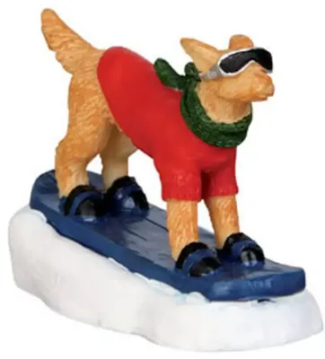 Lemax snowboarding dog kerstdorp figuur type 1 Vail Village 2014
