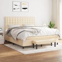 Boxspring met matras stof crèmekleurig 160x200 cm