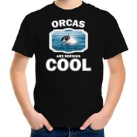 T-shirt orcas are serious cool zwart kinderen - orka vissen/ orka shirt - thumbnail