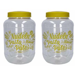 2x stuks pasta voorraadpot/bewaarpot groene deksel 3700 ml kunststof 15,5 x 25 cm