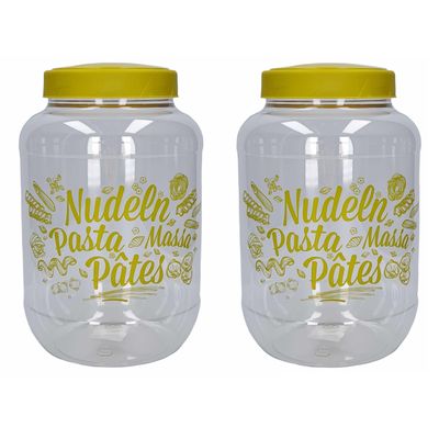 2x stuks pasta voorraadpot/bewaarpot groene deksel 3700 ml kunststof 15,5 x 25 cm