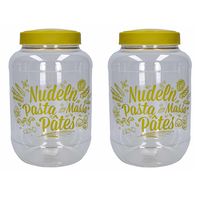 2x stuks pasta voorraadpot/bewaarpot groene deksel 3700 ml kunststof 15,5 x 25 cm