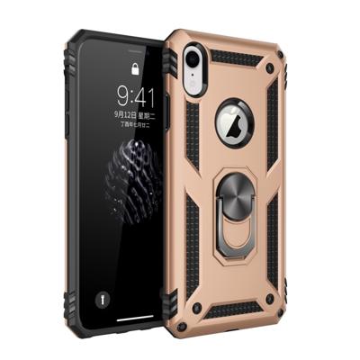 Sergeant Armor Shockproof TPU + PC Protective Case for iPhone XR with 360 Degree Rotation Holder (Gold)
