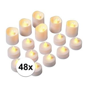 LED theelichtjes/waxinelichtjes 48 stuks flakkerend