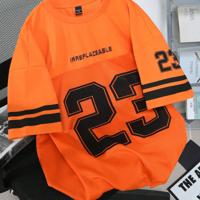 Bon&Bon Sporsity Heren T-shirt - Oranje Gestreept Oversized Fit Oranje / M