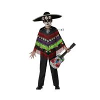 Kostuums voor Kinderen Zwart Skelet Poncho - Maat: 7-9 Jaar - Maat: 7-9 Jaar