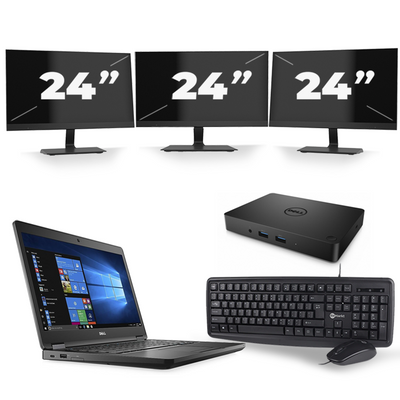 Dell Latitude 5480 - Intel Core i5-6e Generatie - 14 inch - 8GB RAM - 256GB SSD - Windows 11 + 3x 24 inch Monitor
