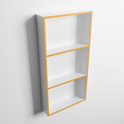 MONDIAZ EASY Nis 59,5x29,5cm in solid surface kleur Ocher | Talc. 3 vakken geschikt voor in- of opbouw