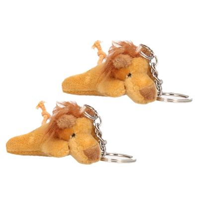 Nature Planet Pluche Leeuw knuffel sleutelhanger - 2x - 6 cm - Speelgoed dieren sleutelhangers