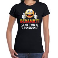 Funny emoticon t-shirt bedankt geniet van je pensioen zwart dame - thumbnail