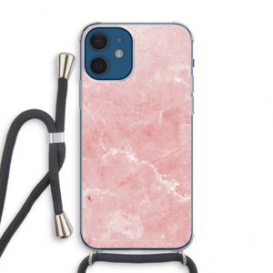 Roze marmer: iPhone 12 mini Transparant Hoesje met koord