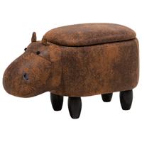 Beliani HIPPO - Dierenhocker-Bruin-Kunstleer - thumbnail
