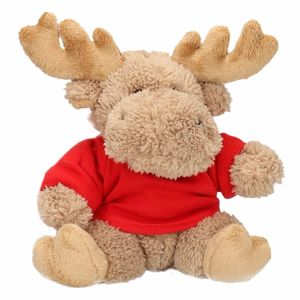Pluche eland kerst knuffel 15 cm met shirt