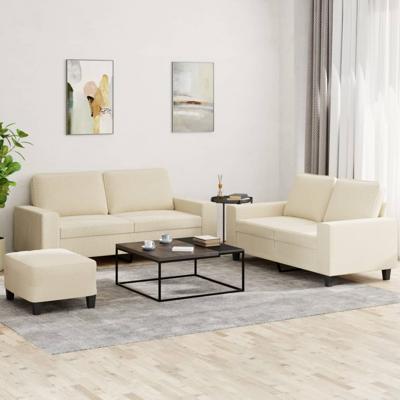 3-delige Loungeset stof crèmekleurig