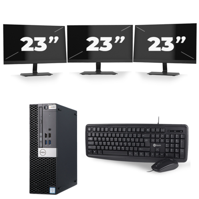 Dell Optiplex 7040 SFF - Intel Core i3-6e Generatie - 8GB RAM - 256GB SSD - Windows 11 + 3x 23 inch Monitor