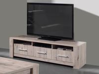 TV-meubel WARRIOR 3 lades grijze eik - thumbnail