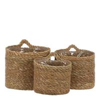 Mica Decorations Atlantic Plantenmand Hangend Set van 3 - Lichtbruin