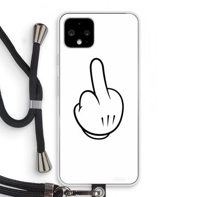 Middle finger white: Pixel 4 Transparant Hoesje met koord