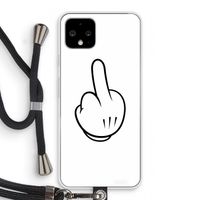 Middle finger white: Pixel 4 Transparant Hoesje met koord