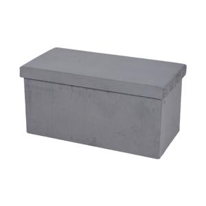 Hocker zit bankje - poef XXL - opbergbox - lichtgrijs - velours look - 76 x 38 x 38 cm - opvouwbaar