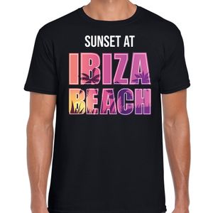 Sunset beach t-shirt / shirt Sunset at Ibiza Beach zwart voor heren