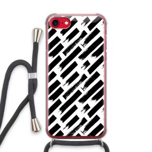 Zwarte vegen: iPhone SE 2020 Transparant Hoesje met koord