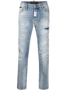 Philipp Plein jean Premium à effet usé - Bleu