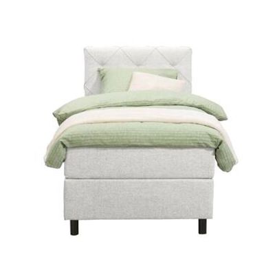 Boxspring Liv geruit - ecru - 90x200 cm - ronde poot - Leen Bakker