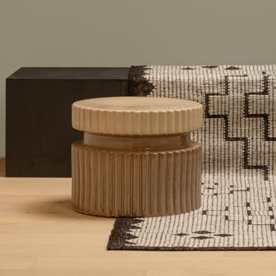 WOOOD Bijzettafel 'Geer' Keramiek, 48cm, kleur Tan