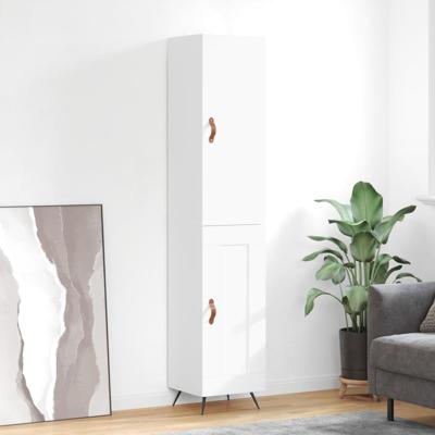 Hoge kast 34,5x34x180 cm bewerkt hout wit