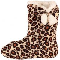 Hoge sloffen/pantoffels - Dieren luipaard print - dames - Pluche - dierensloffen panterprint