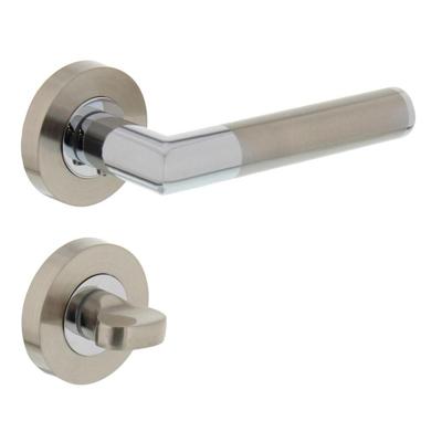 Deurkruk 1693 Bastian op rond rozet 7mm nokken met WC8mm chroom/nikkel mat