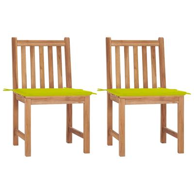 Tuinstoelen 2 st met kussens massief teakhout