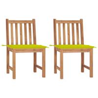 Tuinstoelen 2 st met kussens massief teakhout