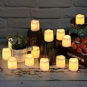 24 stks vlamloze led kaars creatieve wens led theelichtje warm wit vlamloze kaars halloween kerst decor kaarslicht Lightinthebox