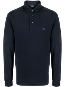 ETRO Pegaso-embroidered cotton polo shirt - Bleu